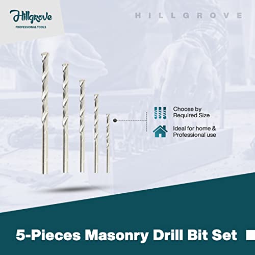 Image of Hillgrove HGCM1109M2 500W Power Drill Machine with Gloves, 5Pcs Masonry Drill Bits for Making Holes in Metal /Wood /Concrete Pistol Grip Drill (10 mm Chuck Size)