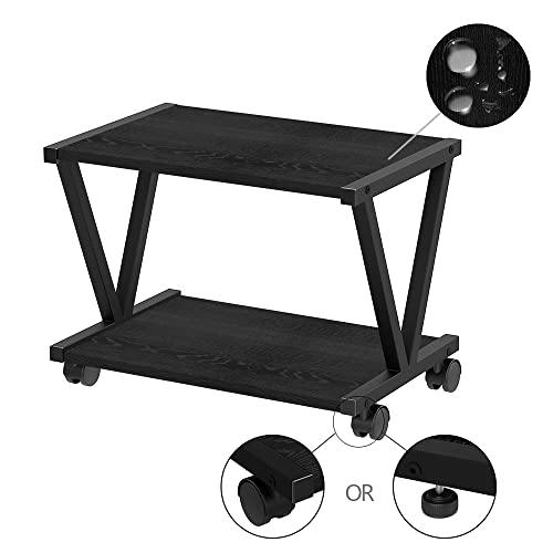 Vedecasa Retro Desktop Printer Stand 2 Double Tiers Wood Printer Shelf Modern Wood Storage Book Shelf Organizor For Home Office Stylish Sturdy V Shaped (Black) #TOP5