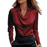 blouse ladies indian 【Features】Business work tops features cowl neck, long sleeves, casual loose fit, the straight version easily covers excess fat. This lovely blouses for women gives the look of silk. They are comfortable, luxurious and stylish.