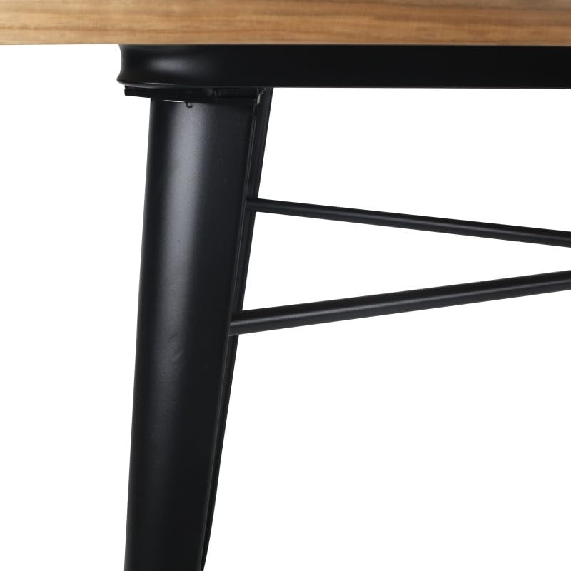 Kosmi – Mesa de comedor 120 x 80 cm de metal negro y bandeja madera estilo industrial (madera clara, 120 x 80 cm)