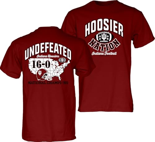 NCAA Officially Licensed Indiana Hoosiers National Champs 2025 T-Shirt Team Color Undefeated Large