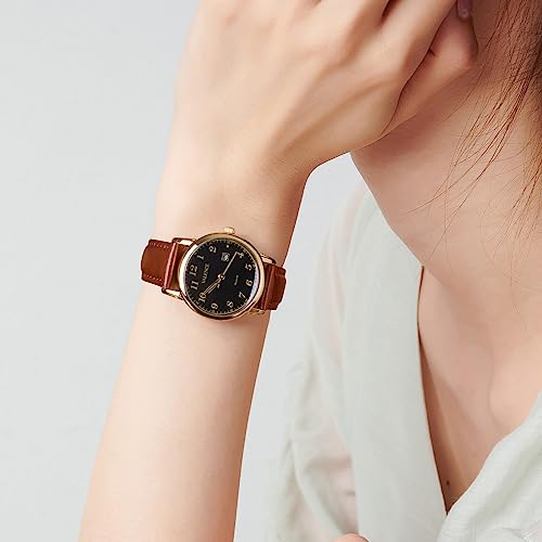 Valence VC-086-BROWN Vintage Watches For Women, Womens Wrist Round Watches, Classic Ladies Quartz Watches With Brown Leather Band thumb #4