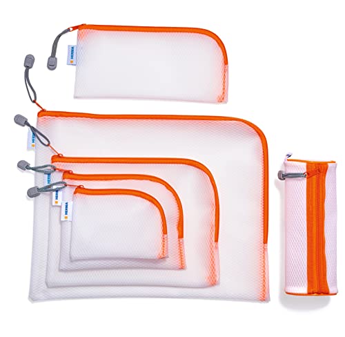 HERMA 20028 Zip Pocket Travel Case A6 Transparent Orange Small Lockable Clear Pocket with Zip - Image 3