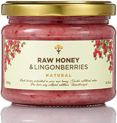 Earthbreath Raw Honey with Lingoberries | Natural Honey Fruit Spread 400g