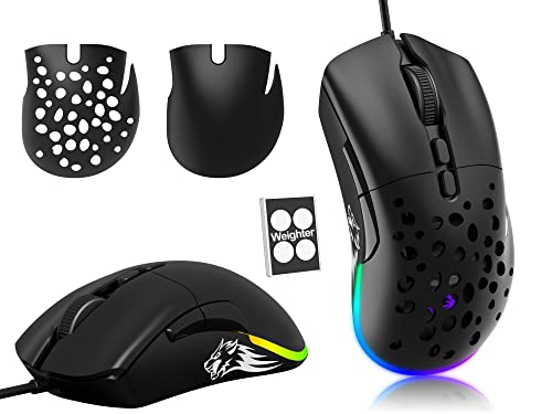 Souris RVB Mouse Gaming ultra légère noire avec coque en nid d'abeille
