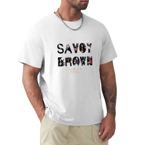 Photo de Savoy Brown Live and Kickin Graphic T Shirts for Men Crew Neck White M