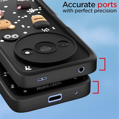 Image of Pikkme Back Cover for Redmi A3 (2024) / Redmi A3x / Poco C61 | 3D Cartoon Silicone Case Cute & Fun Full Protective Bumper Cover (Black)