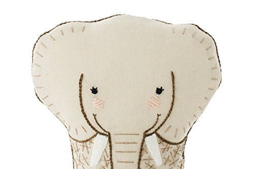 Image of Kiriki Press DIY Embroidery Doll Kit - Skill Level 1 - Beginner to Advanced Embroidery Kits for Adults Teens (3 Skill Levels) Animal Embroidery Kit - Screen Printed Pattern (Elephant - Level 1)