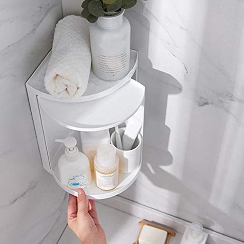 VBM 360 Rotating Corner Shelves,Tier Storage Cabinet Towel Holder Rack, Corner Cabinets with Doors and Shelves for Bathroom Bathtub Toilet Table (Small) 1