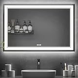 Homedex 48”x 32” Bathroom Led Vanity Mirror with 3 Colors Light, Dimmable Touch Switch Control, Anti-Fog Wall Mounted Makeup Mirror for Wall (Horizontal)