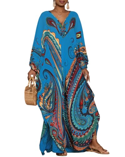 Bsubseach Moo Moos for Women Batwing Sleeve Kaftan Dresses with Pockets