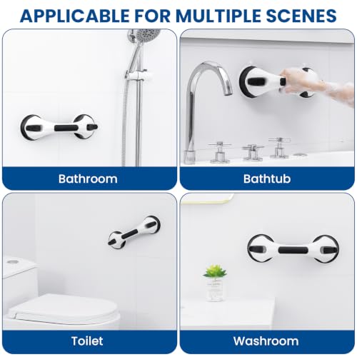 Image of TAILI Suction Shower Grab Bars,Shower Handles,2 Pack 12.2 inch Black | Bathroom Grip Bar Heavy Duty Handrails,No Drilling Removable Waterproof,Safety for Bathtubs,Toilet,Elderly&Seniors,G9