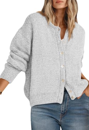 Image of PRETTYGARDEN Long Sleeve Crewneck Button Down Womens Sweaters Fall Open Front Chunky Cardigan Sweaters for Women 2026