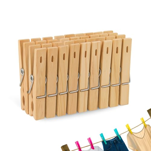 Pinzas para Tender, Pinza de Ropa, Pinzas para canasto, Madera Resistentes, aptas para Interior y Exterior, Longitud de 7 cm, Madera, Incluye 24 Unidades