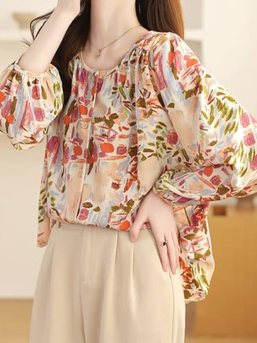 Image of TOPLOT Women's Shirt Top | Elegant Floral and Artistic Prints for a Stylish Look | Long Puffed Sleeves for a Trendy Touch | Stylish Available in Pack of 2 (5233)