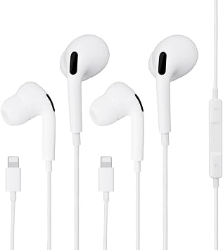 2 Packs Wired Earphones/Headphones for iPhone with Built-in Microphone and Volume Control,Earbuds Compatible with iPhone 14/13/12/11/XR/XS/X/8/7/SE/Pro/Pro Max,Support All iOS System,