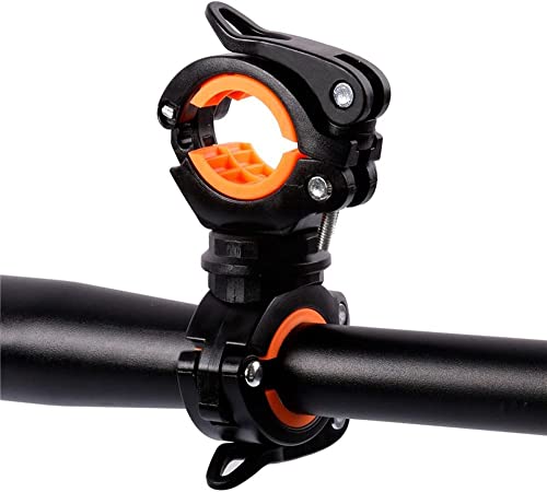 Image of 360-degree Rotation Cycling Light Holder | Clamp Clip for Bike, Bicycle, Cycle & Auto Rickshaw | LED Flashlight Bracket Grips to Hold Torch /Light - Black