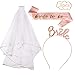 Produktbild WENTS Deko Accessoires für Den Junggesellinnenabschied Schärpe + Weißer Schleier mit Kamm + Damen Krone Haarreif Stirnband mit Bride für Braut to be, Team Braut