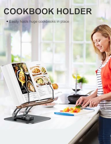 image for Tounee Book Stand for Reading, Adjustable Book Holder with 360° Swive