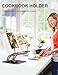 Tounee Book Stand for Reading, Adjustable Book Holder with 360° Swivel Base, Foldable Cookbook Stand Recipe Book Holder with Elastic Page Clips for Music Scores, Recipe, Tablet, Laptop-Gray