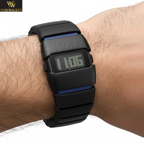 Image of WiseWalker Unisex GenZ Luxury Style Digital Gold Watch Unique Band with LED Display Digital Watch | Retro Digital LED Watch Black Display Screen Modern Fashion Timepiece | Wristwatch For Men and Women