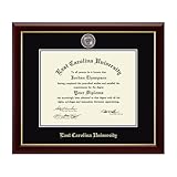 Expertly Crafted Frame: Handsome solid hardwood moulding boasts a high-gloss cherry lacquer finish and an inner gold lip. High-Quality Materials: Features a museum-quality black and purple mat with officially licensed ECU logo and wordmarks embossed ...