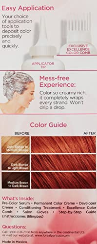 Image of L'Oreal Paris Excellence Creme Triple Protection Hair Color, Light Auburn (Warmer) [6R] 1 ea (Pack of 3)