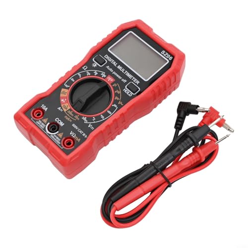 Nexbrill Multímetro digital SZ06, probador de diodos de resistencia de corriente de voltaje CA/CC, pantalla LCD retroiluminada de 1999, caja ABS para el hogar industrial eléctrico (rojo)