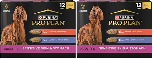 Purina Pro Plan Sensitive Skin and Stomach Wet Dog Food,Salmon and Rice-and Lamb-and Oat Meal Variety Pack - 13 oz. Cans,(Pack of 24) - image 1