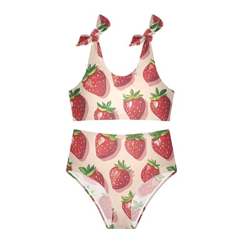 Cartoon Strawberry Girl Bathing Suits Cute Elastic 2 Piece Swimwear Baby Girls Tankini Swimming Set 3T2