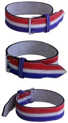 Vista 2 de Ader - Cinturón de cuero para levantamiento de pesas, 4 pulgadas, rojoblancoazul