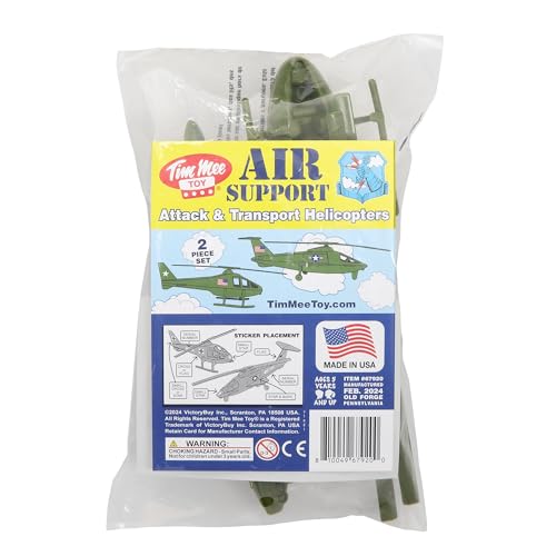 TimMee Air Support Helicopters - 2pc OD Green Plastic Army Men Choppers US Made - Thumbnail 5