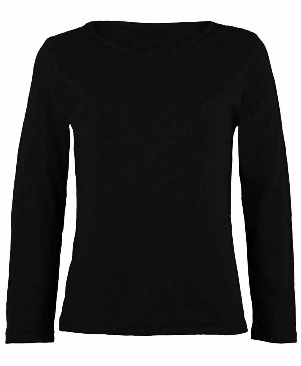 FASHION MY LOVEGirls Boy Kids Plain Basic Long Sleeve Round Neck T-Shirt Stretch School Tee Top Kids Long Sleeve Round Neck T-Shirt Stretch Uniform PE School Tee Top 2-13 Years