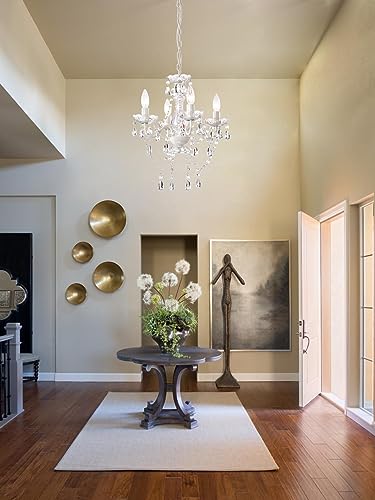 LaLuLa White Chandelier Mini Crystal Chandelier Lighting Hardwired Small Acrylic Chandelier 4 Light Modern Pendant Light Fixtures for Bedroom - Image 5