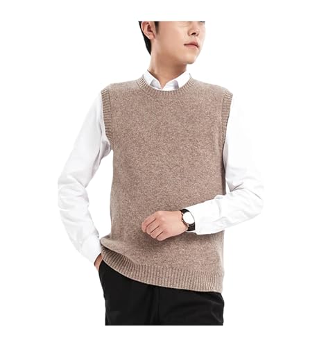 Men Wool Pullover Thickened Fleece Cotton Vest Round Neck Sleeveless Tops