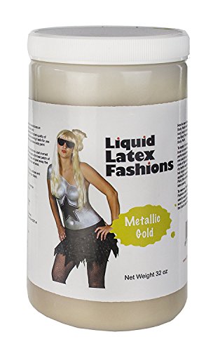 Metallic Gold 32 Fl Oz - Liquid Latex Face and Body Paint, Ammonia Free No Odor, Arts and Crafts Paint for Halloween Zombie Cosplay
