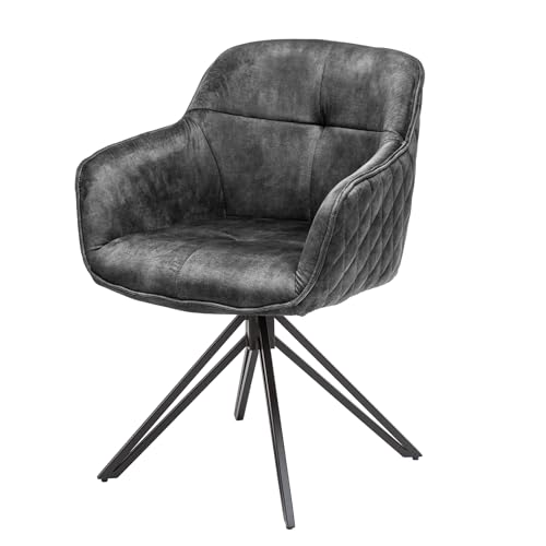 invicta INTERIOR Drehbarer Design Stuhl Euphoria 180° dunkelgrau Samt mit...
