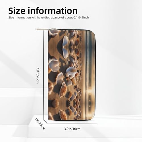Seashell Landscape On The Beach Print Womens Wallet, Ladies Credit Card Holder, Phone Wallet Purses, Long Clutch Hand Bag4