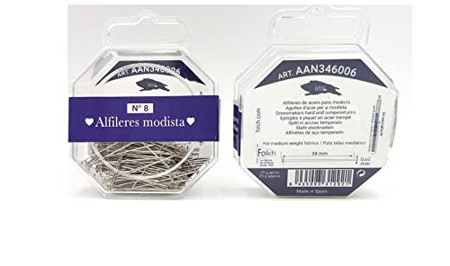 Alfileres modista Profesional 25 Gramos, para sastres, diseñadores, Quilters, bolillos, 34mm x 0,60mm. Jabali