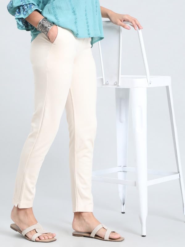 Image of GO COLORS Ponte Smart Kurti Pants Full Length for Women | Breathable, Mid Rise