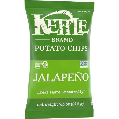 Image of Kettle Brand Jalapeno Kettle Potato Chips, Gluten-Free, Non-GMO, 7.5 oz Bag (Pack of 12)
