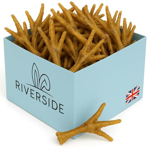Riverside Dried Chicken Feet - For Small & Large Dogs 2KG Air Dried Natural Dog Chew Treats | Grain Gluten & Lactose Free Hypoallergenic Treat UK COMPANY