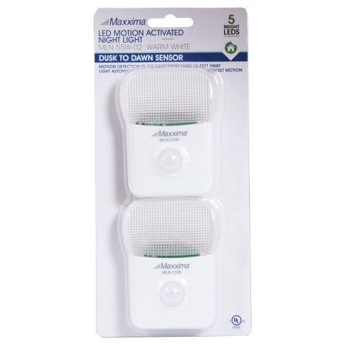 Maxxima Mln-55W Led Motion Activated Night Light With 5 Leds Warm White (Pack Of 2) #TOP3