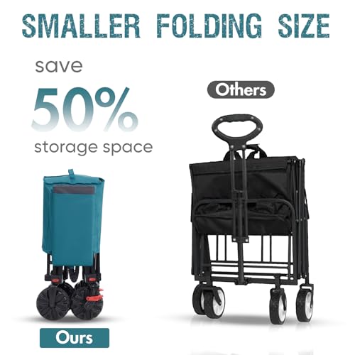 Image of Portal 300L Large Wagons Carts Foldable with Tailgate, 550LB Heavy-Duty Collapsible Beach Wagon with All-Terrain Wheels, Oversized Folding Wagon for Camping, Sports, and Pets