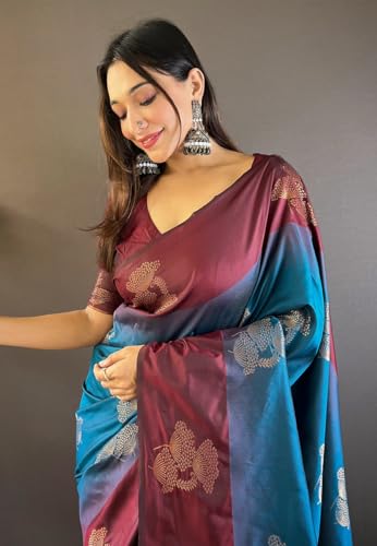 Image of SGF11- Women's Kanjivaram Woven Soft Silk Saree With Blouse Piece
