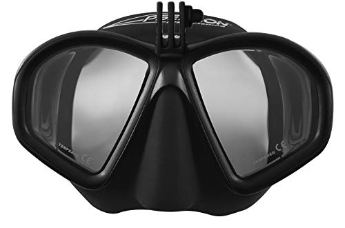 EPSEALON - Masque de Plongée Seaquest Motion - Idéal pour la Chasse sous-Marine - avec Support Go Pro - Silicone Hypoallergénique + Cerclage en...
