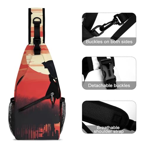 Bolso cruzado deportivo casual para senderismo 38x20cm miniatura 3