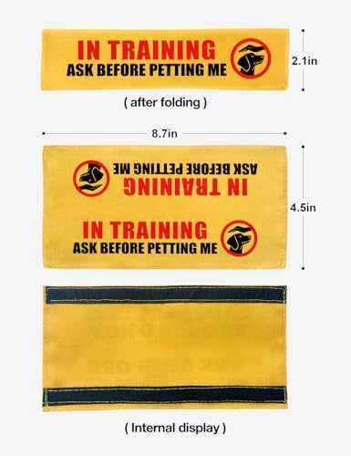 Cgvovgr in Training Dog Leash Sleeve Wrap, Funny Yellow Alert Leash Accessory with Hanging ID Patch, Ask Before Petting Service Dog Patch for Dog Vest, Perfect Pet Birthday Gift for Dog Owners — view 3