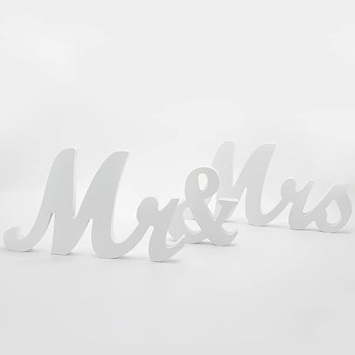 Vista 64 de Letras de madera de Mr & Mrs para mesa de boda, decoración de mesa dorada grande con el señor y la señora cariño, letrero de madera de señor