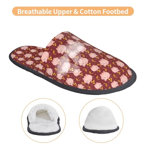 Cute Pig With Coins Print House Slippers For Women And Men,Soft Slippers With Memory Foam,Non-Slip Indoor Home Shoes3